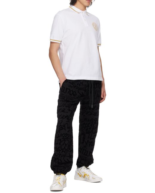 Versace Jeans White Couture Logo-Embroidered Short-Sleeved Polo Shirt for men