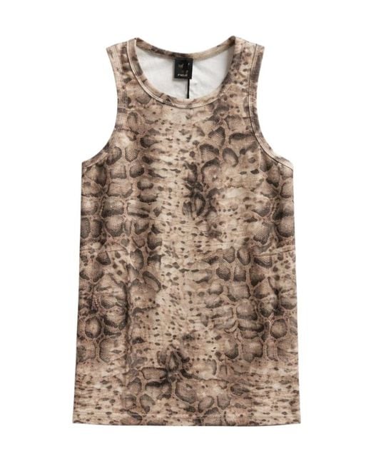 Pinko Brown Snakeskin Racer Tank Top