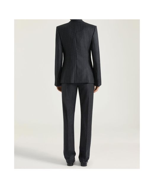 Givenchy Blue Pinstripe Single-Breasted Buttoned Jacket
