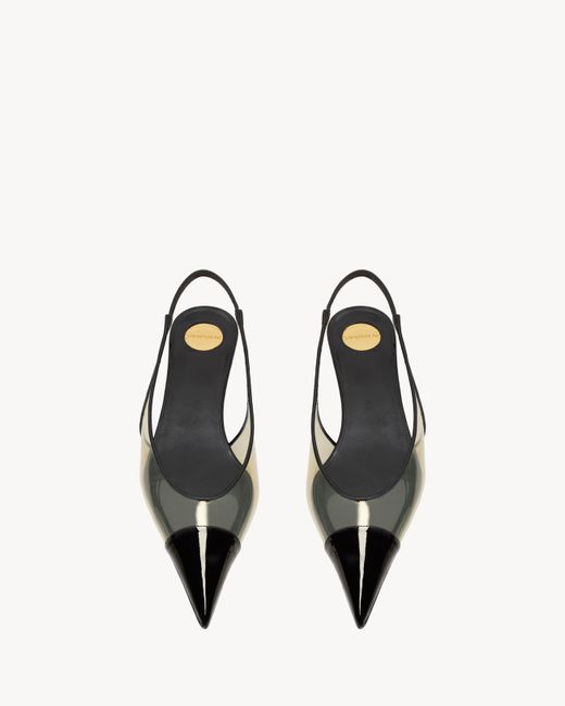 Saint Laurent White Fanny Slingback Pumps