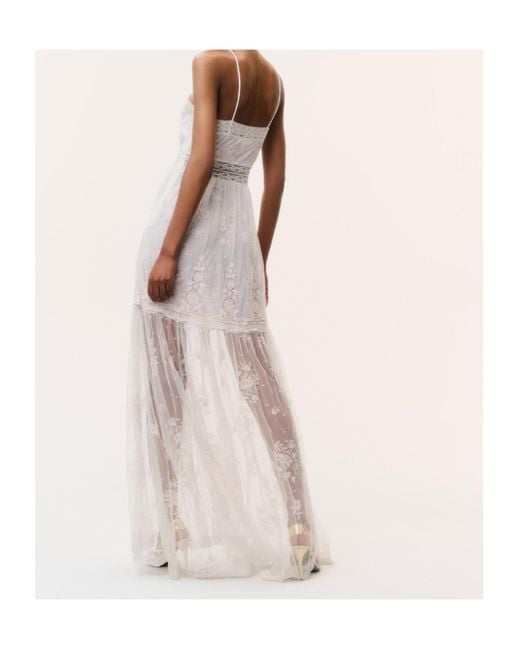 LoveShackFancy White Valmy Embroidered Tulle Dress
