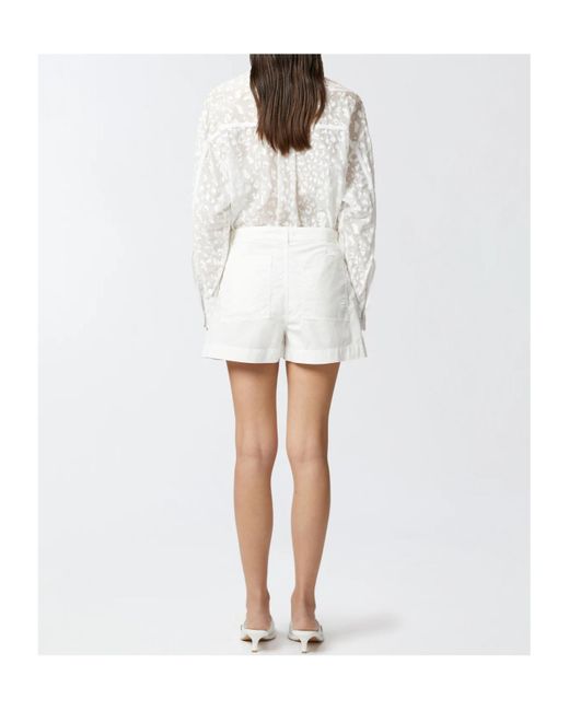 Pinko White Zip-Detailed Straight Hem Shorts