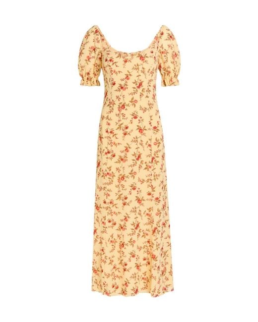 Reformation Metallic Gloria Floral-Print Chiffon Midi Dress