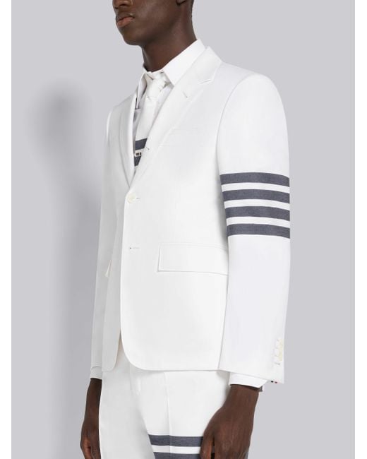 Thom Browne White Striped Single-Breasted Blazer for men