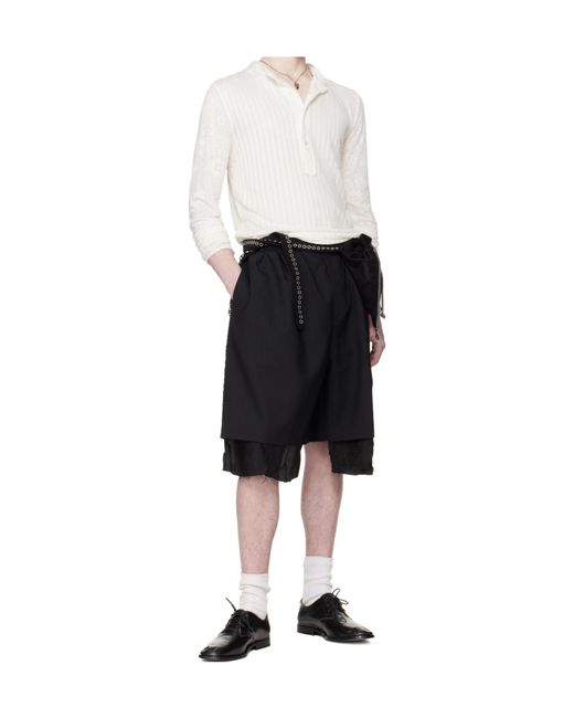 Edward Cuming Black Exploded Lining Fleece Elastic Waist Shorts for men