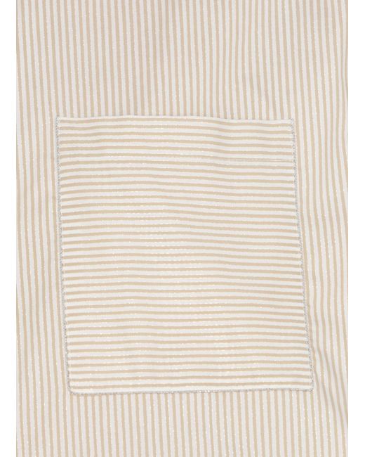 Peserico White Cropped Striped Shirt