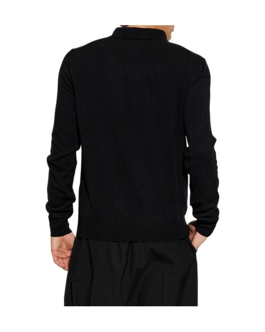 Jil Sander Black Long-Sleeve Polo Knitted Top for men
