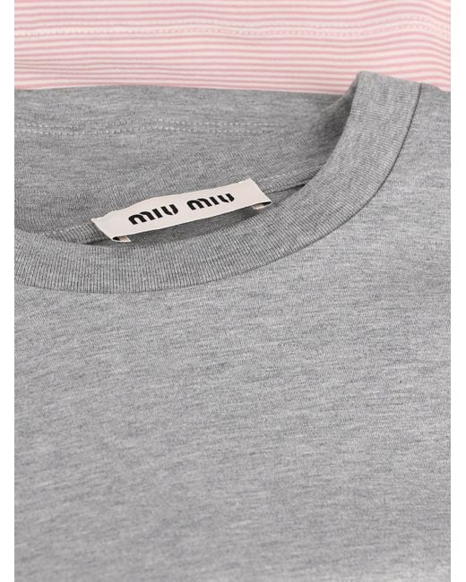 Miu Miu Gray Crew Neck Long-Sleeved Sweatshirt