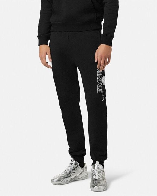 Versace Black Logo-Printed Sweatpants for men
