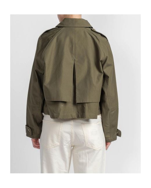 Rag & Bone Green Cropped Double-Breasted Coat