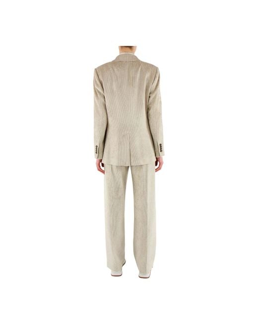 Brunello Cucinelli Natural Double-Breasted Long-Sleeved Blazer