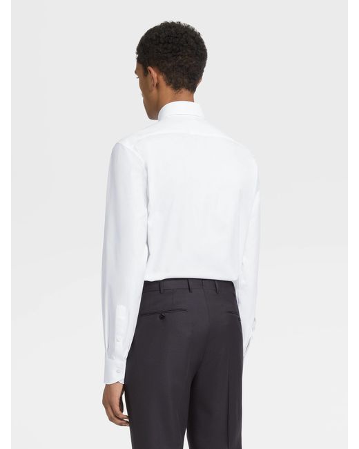 Zegna White Long-Sleeved Tailored Shirt for men