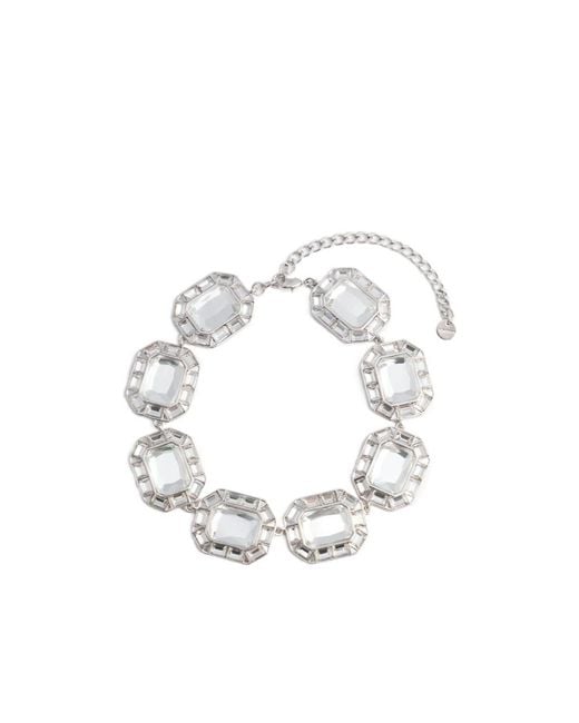 Self-Portrait White Bijoux Crystal-Link Necklace