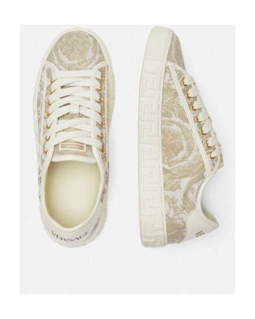 Versace Natural Barocco Greca Lace-Up Sneakers