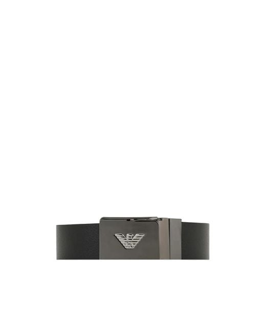 Emporio Armani White Logo Plaque Buckle Belt for men