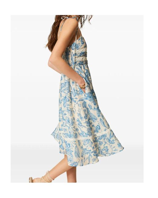 Twinset Blue Floral-Pattern Midi Dress