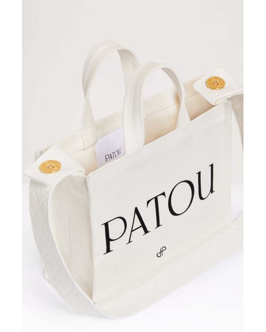 Patou White Small Logo-Printed Top Handle Bag