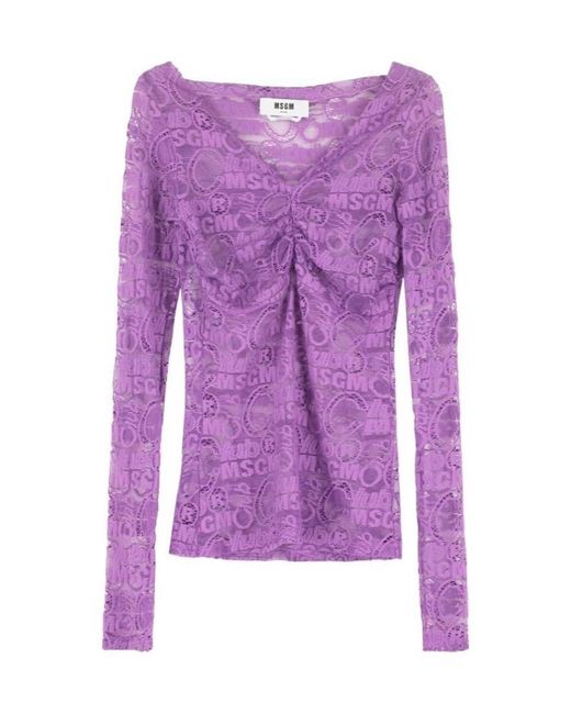 MSGM Purple Lace Longsleeved Top