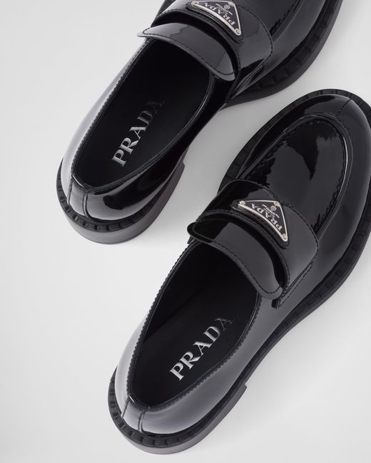 Prada Black Triangle Logo Slip-On Loafers
