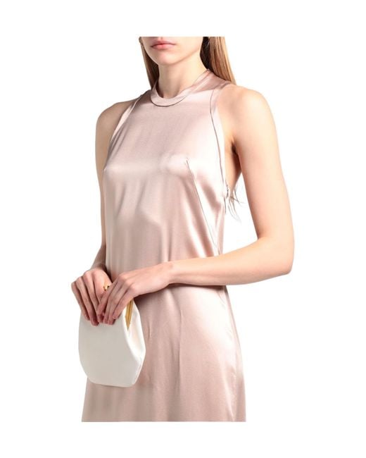 Max Mara Pink Solid-Color Satin Sleeveless Long Dress