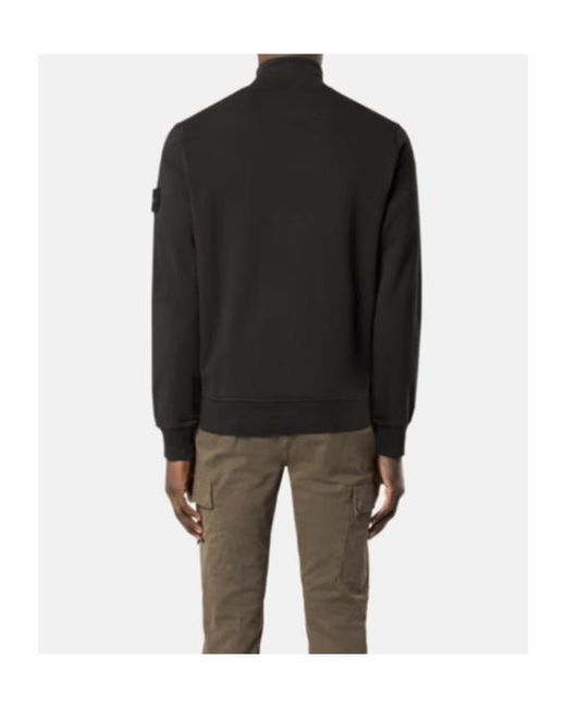Stone Island Black Compass Patch Zip Up Sweatshirt for men