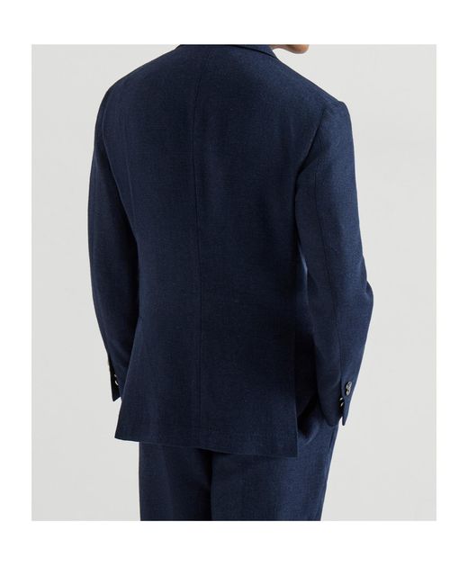 Brunello Cucinelli Blue Notched-Lapels Blazer for men