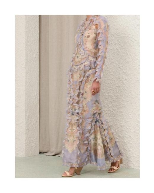 Zimmermann Natural Rebellion Ruffled Floral Maxi Dress