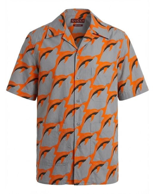 Gucci Orange Printed Shirt for men
