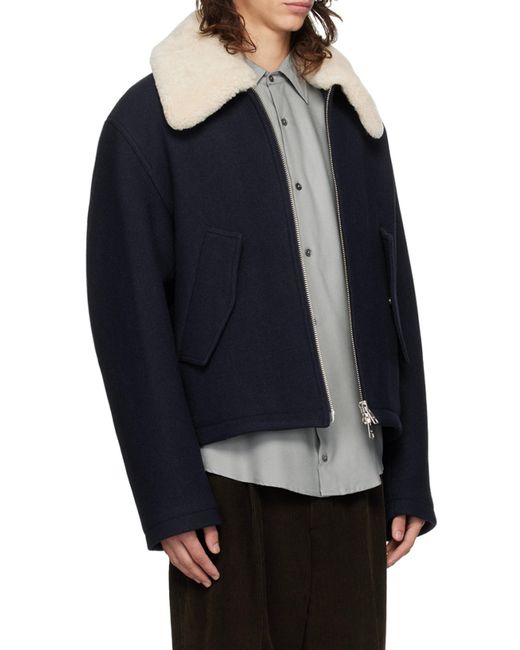 AMI Blue Long-Sleeved Zipped Jacket for men
