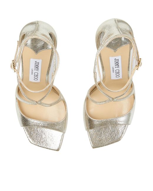 Jimmy Choo Metallic Champagne Glitter Leather Sandals