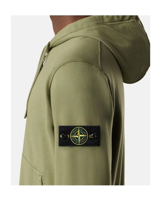 Stone Island Green Regular-Fit Zip-Up Hooded Sweatshirt With Pockets for men