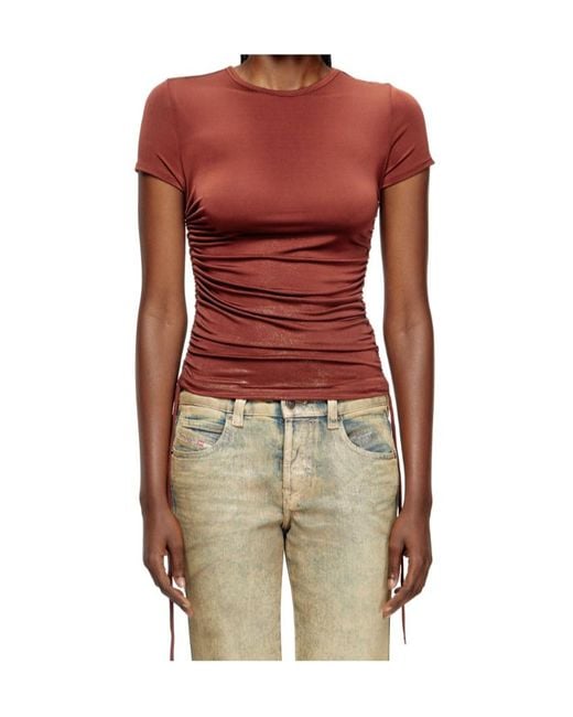 DIESEL Red T-Rey Drawstring Side Jersey Top