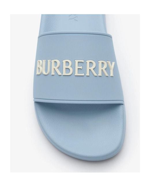 Burberry Blue Logo Detailed Slip-On Slides