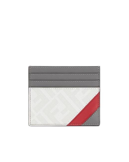 Fendi White Fabric Card Holder for men