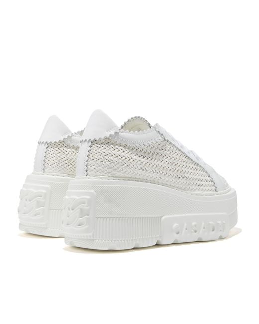 Casadei White Interwoven-Detailed Chunky Lace-Up Sneakers