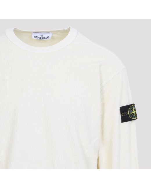Stone Island White Long-Sleeve Sweatshirt for men