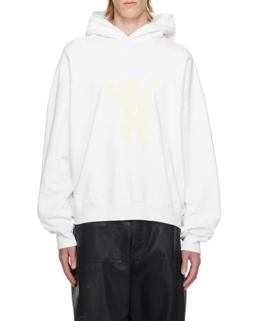 we11done White New Teddy Logo Cotton Hoodie for men