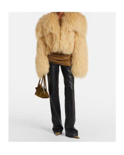 The Attico Natural Cropped Shearling Jacket