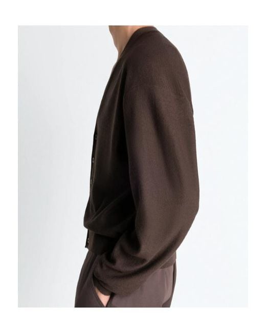 Lemaire Brown V-Neck Cardigan for men