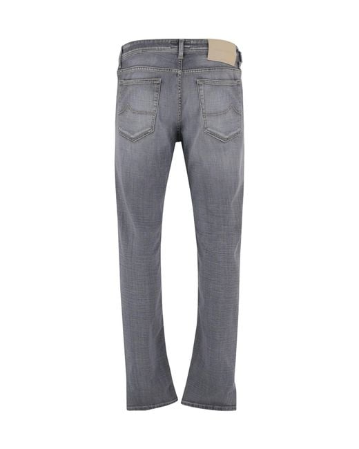 Jacob Cohen Gray Washed Slim-Fit Jeans for men