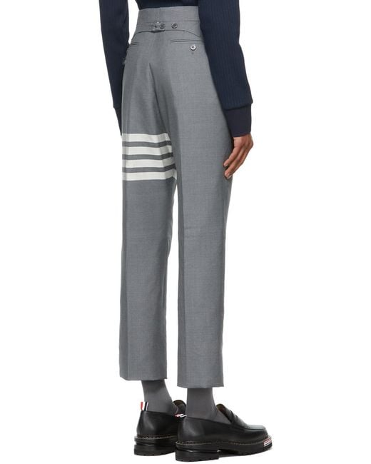 Thom Browne Gray 4-Bar Striped Trousers for men