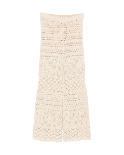 Semicouture Natural Crochet Trousers