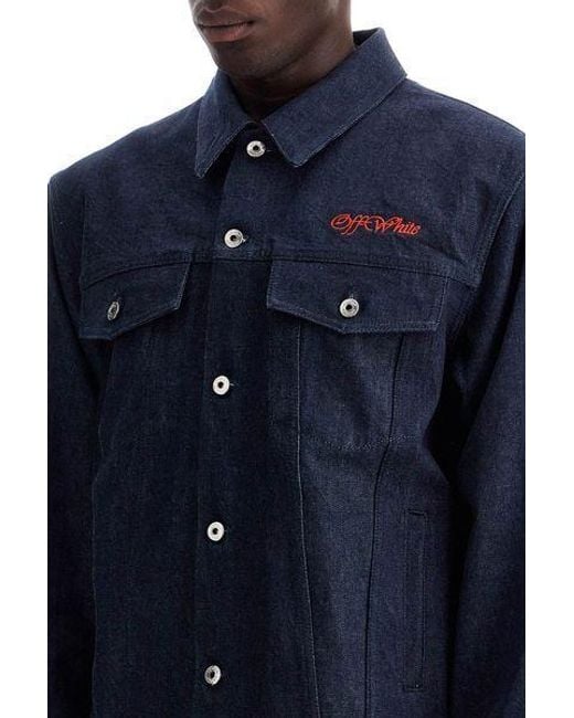 Off-White c/o Virgil Abloh Blue Denim Shirt Jacket With Button Closure for men