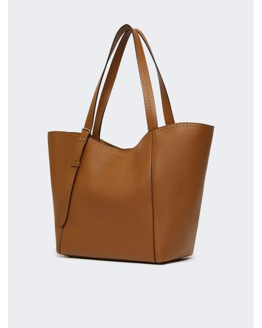 Max Mara Brown Large Leather Tote Bag