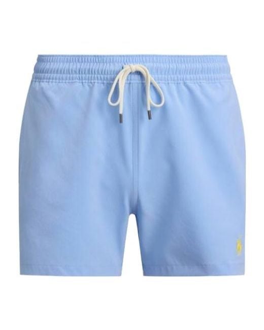Polo Ralph Lauren Blue Logo Embroidered Drawstring Swim Bottoms for men