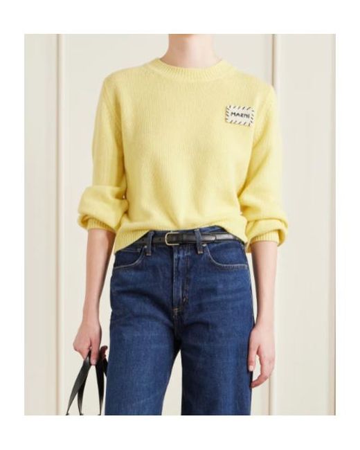 Marni Yellow Appliquéd Cashmere Sweater