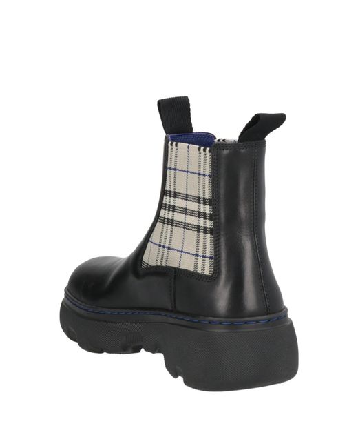 Burberry Black Solid-Color Platform Leather Boots