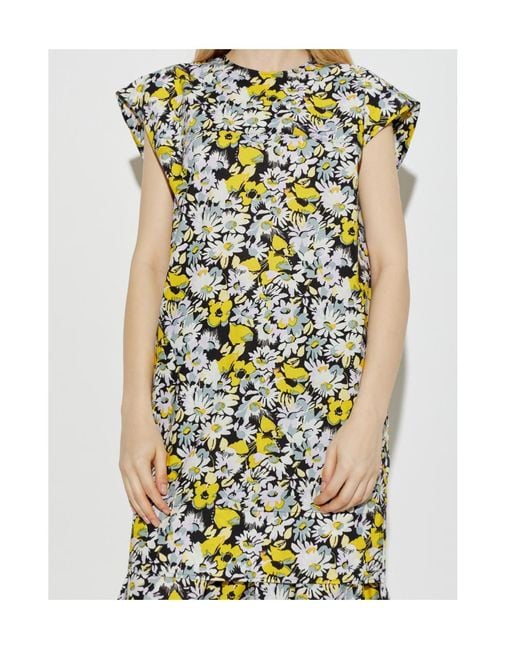 Marni Green Floral Motif Butterfly Shoulder Dress