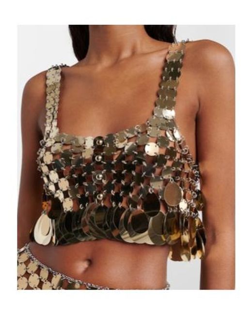 Rabanne Brown Sequined Crop Top
