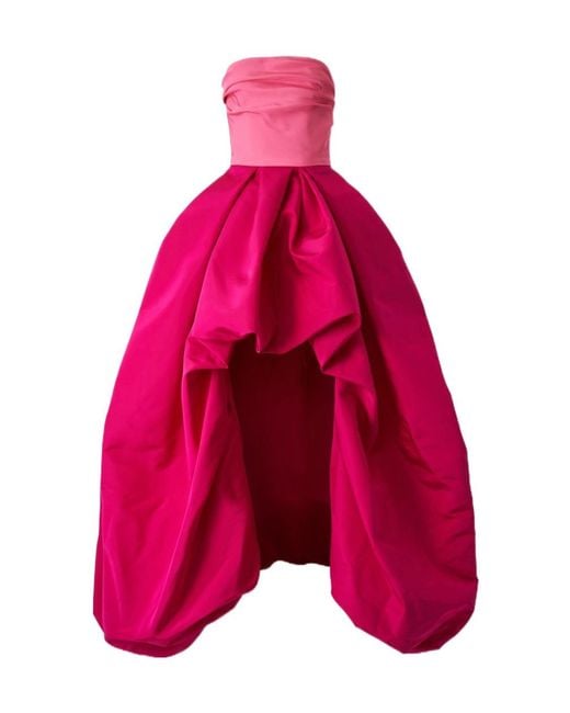 strapless open back dress Pink Satin Strapless High Low A-line Prom Dresses,CP0348 main image 0